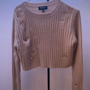 Crop distressed styled sweater top